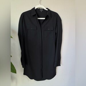 Express black Roll-Tab Sleeve Shirtdress - Size XSmall